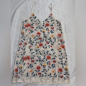 Desmond and Dempsey Embroidered floral short slip nightie 100% Cotton EUC